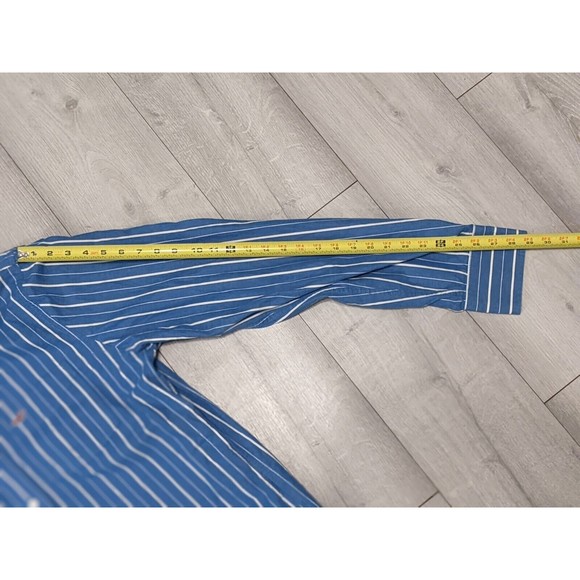Hollister Shirt Mens XL Blue Striped Long Sleeve Button Up Casual Cotton Men - Picture 8 of 9